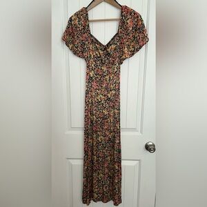 Topshop Floral Maxi Dress - Black and Multicolor